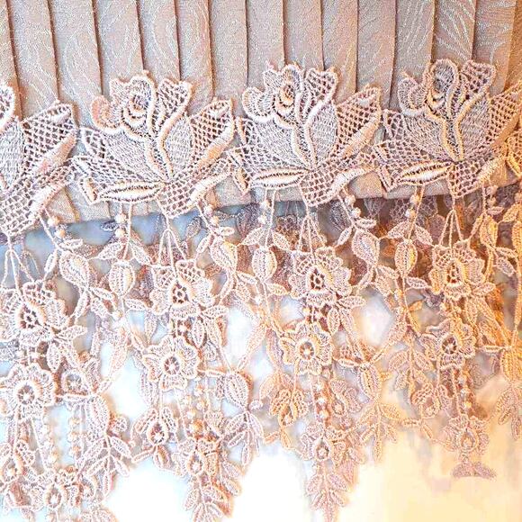 In The Mood Women's Skirt Set Pink Jacquard Tunic Top Micro-pleated Lace Midi 14 - Picture 5 of 16